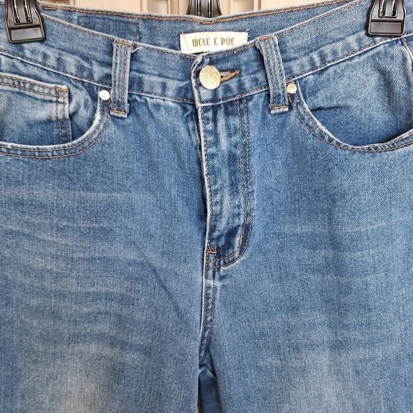 Mele N Pele Jeans Junior SZ01 Back Seam Spliit Hem 5 Pocket Style Zip Good Shape - Picture 4 of 9